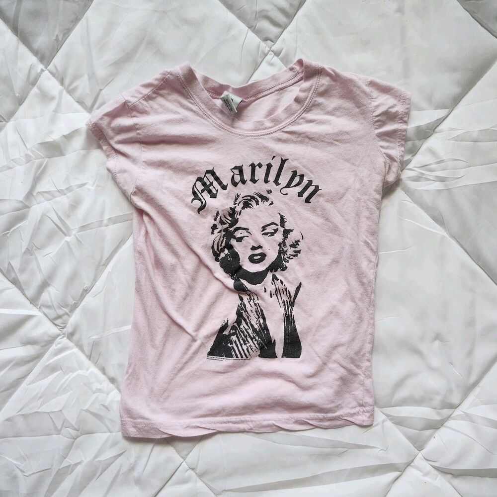 Pink Marilyn Monroe 100% Cotton Graphic Baby Tee Size XS